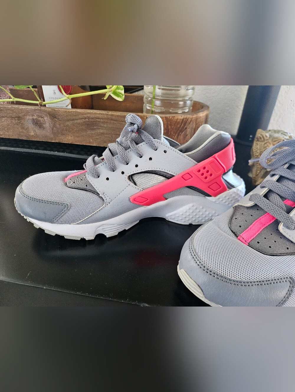 Nike Kids Grey Sneakers with Pink Strap Accent